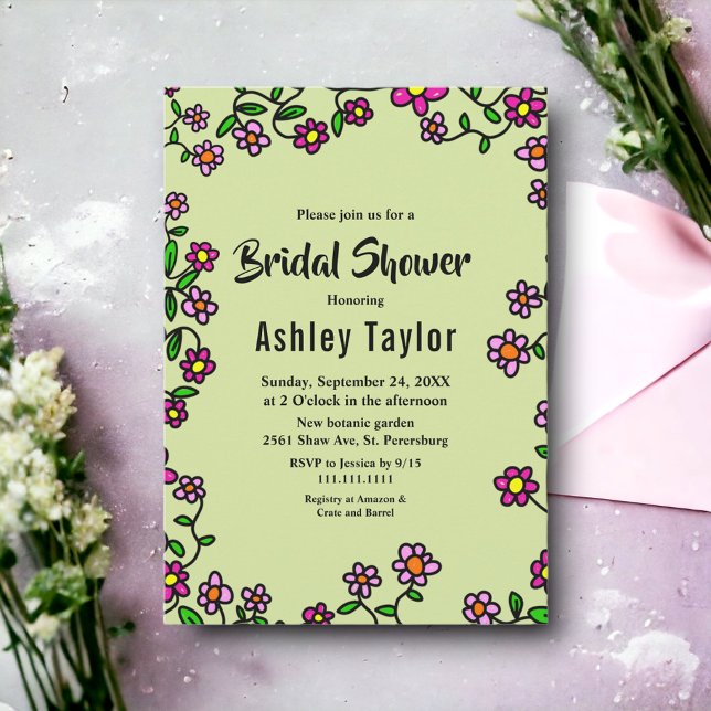 Botaniska Garden Ro Vår Blommigt Möhippa Inbjudningar (Skapare uppladdad)