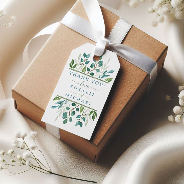 Botaniska Greenery Bröllop Presentetikett (Botanical Greenery Custom Thank You Wedding Gift Tag )