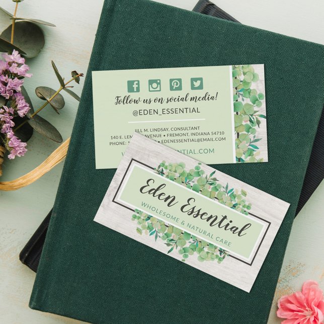 Botaniska Greenery Eucalyptus Rustic Social Media Visitkort (Skapare uppladdad)