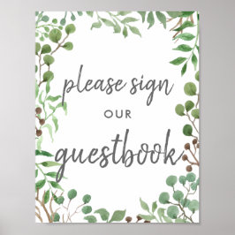 Botaniska Greenery | Guestbook Bröllop-tecken Poster