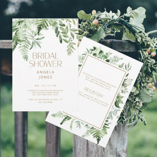 Botaniska Grey Guld Text White Möhippa Inbjudningar