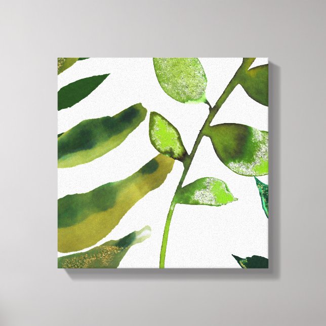 Botaniska Gröna Blad Minimal Enkel Enkelhet Canvastryck (Framsida)