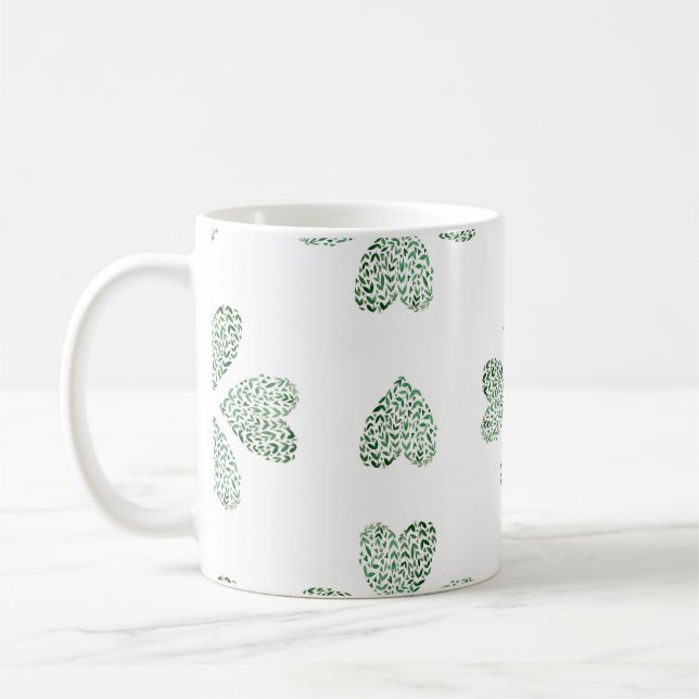 Botaniska gröntar, sömlösa vattenfärgspatter kaffemugg (Vänster)