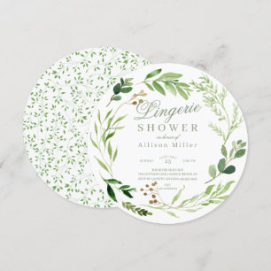 Botaniska Grönten Löv Möhippa Lingerie Shower Invi Inbjudningar