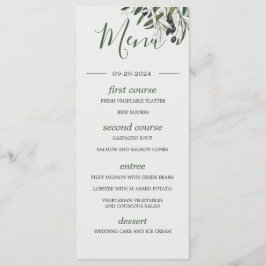 Botaniska Grönten Olive Gren Bröllop Menu Meny