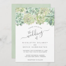 Botaniska Grönten Vattenfärgsucculents Bröllop