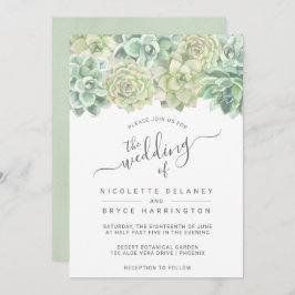 Botaniska Grönten Vattenfärgsucculents Bröllop Inbjudningar