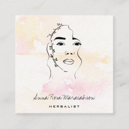 *~* Botaniska guddess Greenery QR Line Art  Fyrkantigt Visitkort