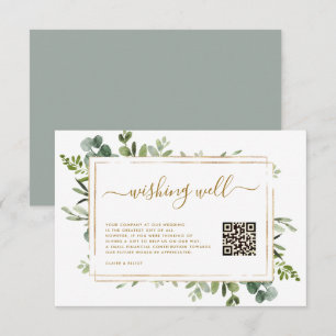 Botaniska Guld Greenery Wishing well med QR-kod Tilläggskort
