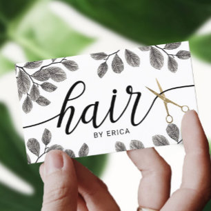 Botaniska Guld Sissor Hair Salon Möte Visitkort