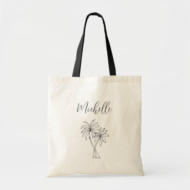 Botaniska Handflatan, tropisk, Träd, Teckning Tygkasse (Framsidan)