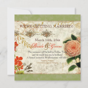 Botaniska Hummingbird Camellia Spara datumet Inbjudningar