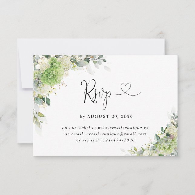 Botaniska Hydrangeas Bröllop Online RSVP-kort OSA Kort (Framsida)