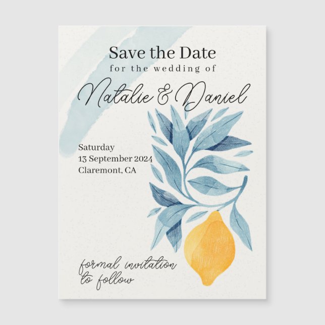 botaniska illustrationer av citron med blå löv (Framsida)