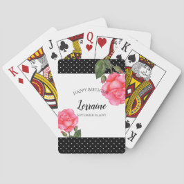 Botaniska illustrationer av vattenfärgen Rosa ros Casinokort