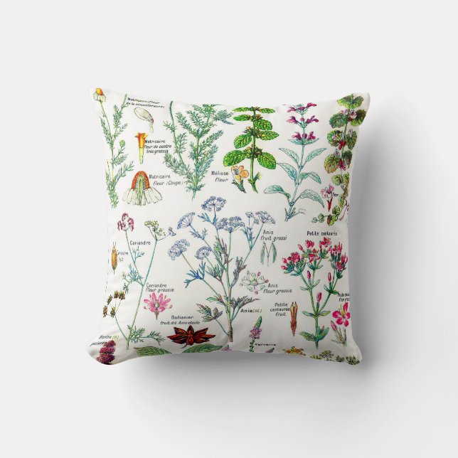 Botaniska illustrationer-Larousse växter Kudde (Framsida)