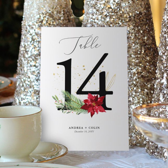 Botaniska julen Bröllop Bordsnummer 14 (Botanical Christmas Wedding / Event Table Number | No. 14 (For all numbers, see Collection below))