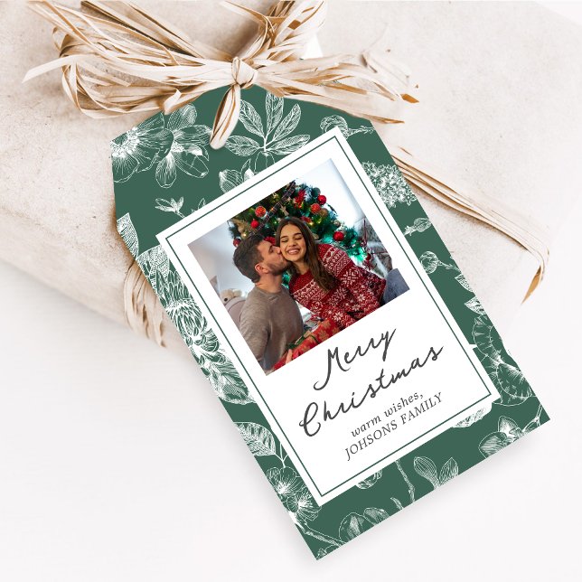Botaniska julfavoritstag presentetikett (Christmas Family Holiday Favor Tags)