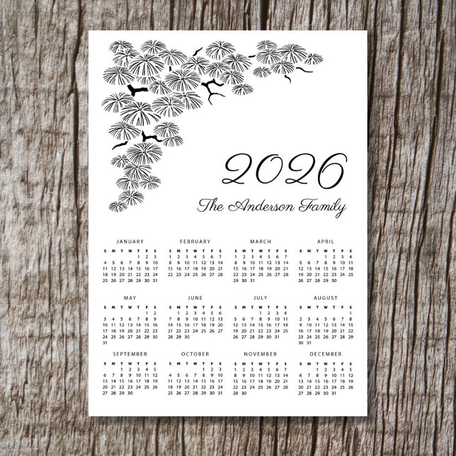 Botaniska kalender för elegant i Gräs Gren 2026 (Skapare uppladdad)