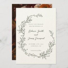 Botaniska kransfärgade konsfärger i Bröllop Spara Datumet