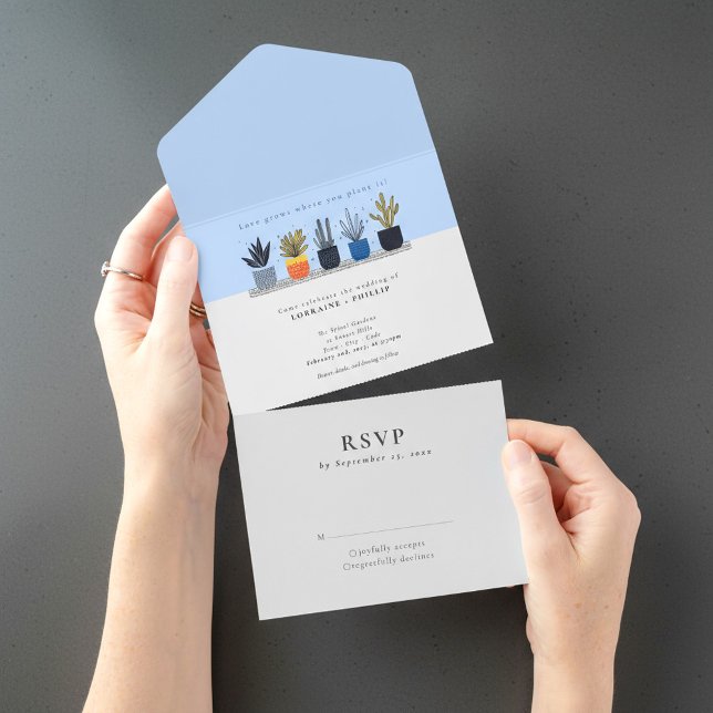 Botaniska krukväxter (Botanical potted house plant all in one invitation.)