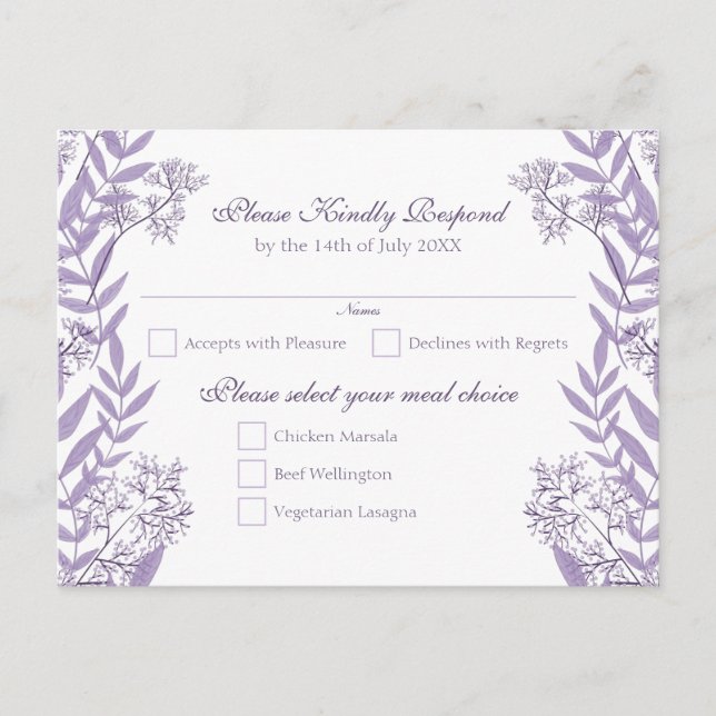 Botaniska Lavender Lila Bröllop Vintage Helg Vykort (Framsida)