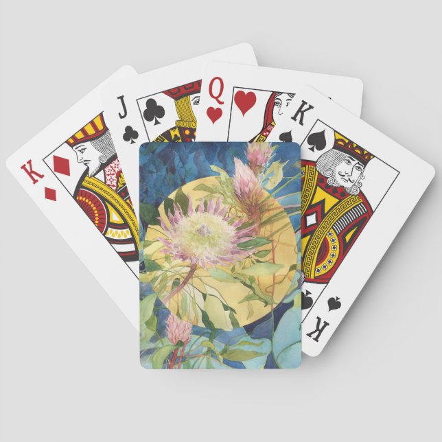 Botaniska leka kort - Protea Cynaroides Casinokort (Baksidan)