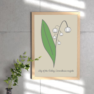 Botaniska Lily i Valley Pastel Flower Poster