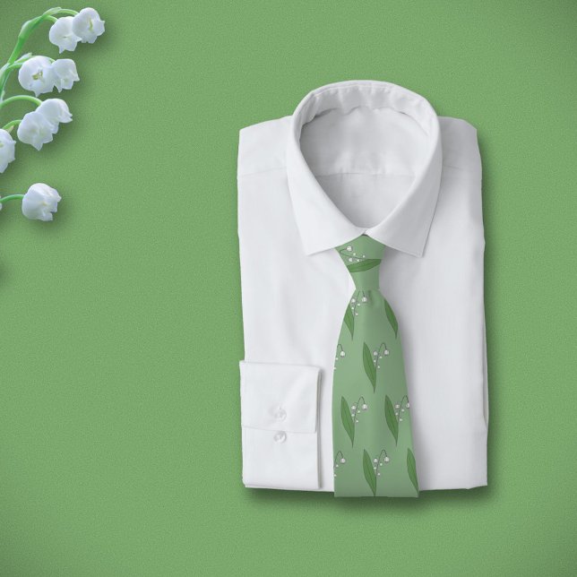 Botaniska Lily i Valley Pastel Flower Slips (Botanical Lily of the Valley green Neck Tie)