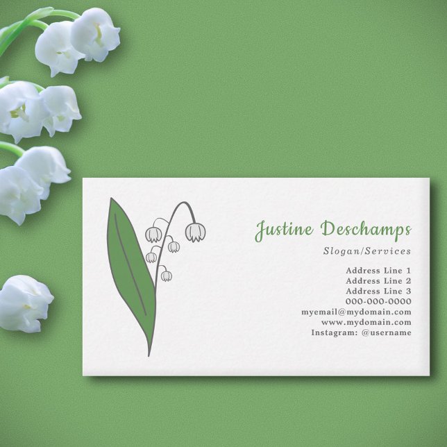 Botaniska Lily i Valley Pastel Flower Visitkort (Botanical Lily of the Valley Business Card)