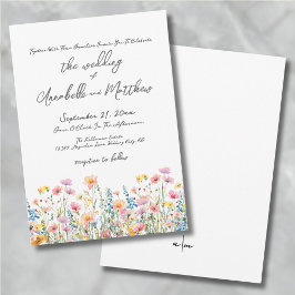 Botaniska ljusfärgade Wildblommor Bröllop Inbjudningar