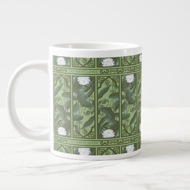 Botaniska Lotus Panel Mönster - White Lotus Jumbo Mugg (Vänster)