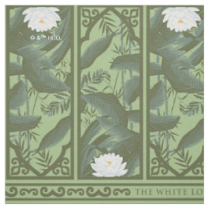 Botaniska Lotus Panel Mönster - White Lotus Tyg