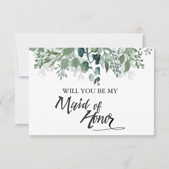 Botaniska Löv blir du min Maid of honor Inbjudningar (Framsida)