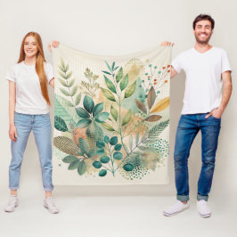Botaniska Löv Collage Fleece Blanket