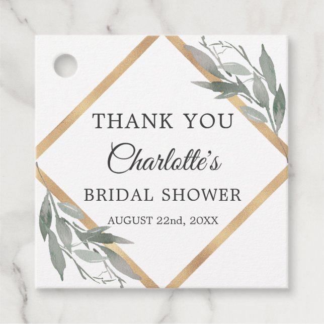 Botaniska Löv Guld Möhippa TACK Gåvor Etiketter (Framsida)