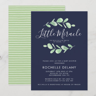 Botaniska Löv Little Miracle Baby Shower Inbjudningar