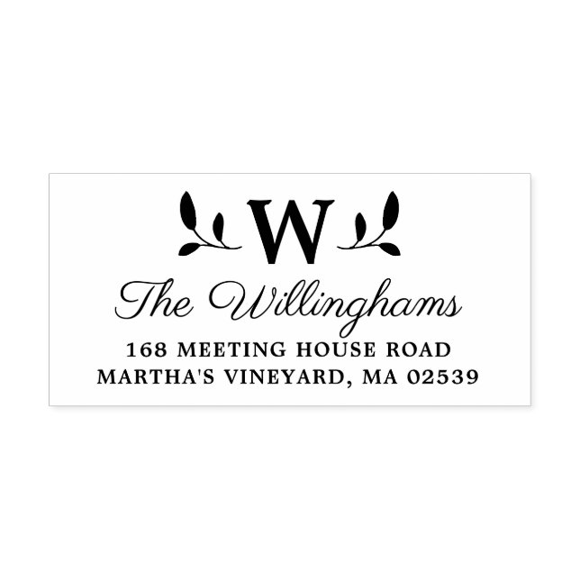 Botaniska Löv Monogram Självfärgande Stämpel (Design)