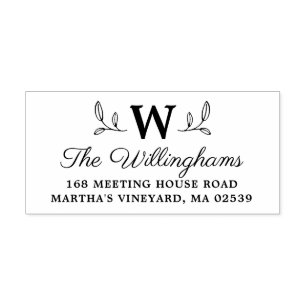 Botaniska Löv Monogram Självfärgande Stämpel