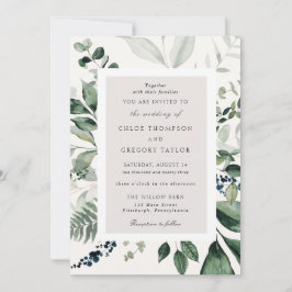 Botaniska Löv och Bröllop Inbjudningar