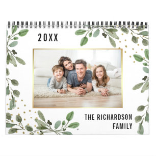Botaniska Löv och Guld Dina personliga foton Kalender