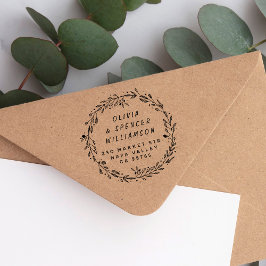 Botaniska Löv och handskriven Namn-Returadress Stämpel