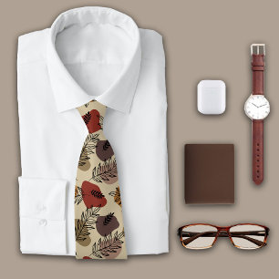 Botaniska Löv på Khaki Monogram Slips