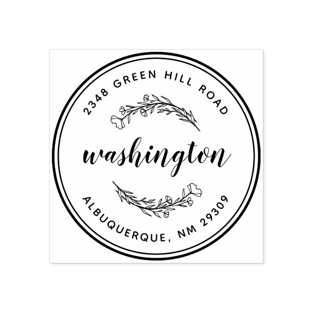 Botaniska Löv Round Family Namn Returadress Stämpel (Tryck)