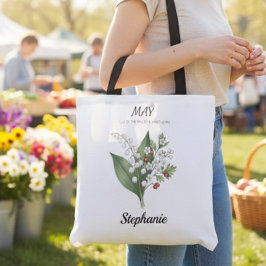 Botaniska Maj Födelsedagsblomma Födelsedag Tygkasse