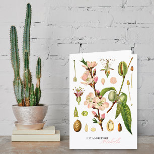 Botaniska mandel-Blommar Monogram Blank Anteckningskort