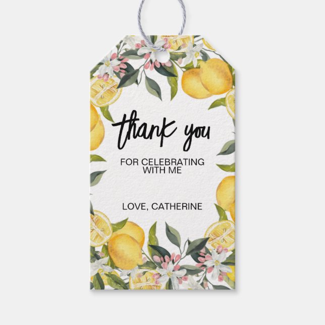 Botaniska Märkrn Lemon Garden Summer Birthday Gift Presentetikett (Framsidan)