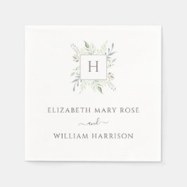 Botaniska Monogram Bröllop Pappersservett