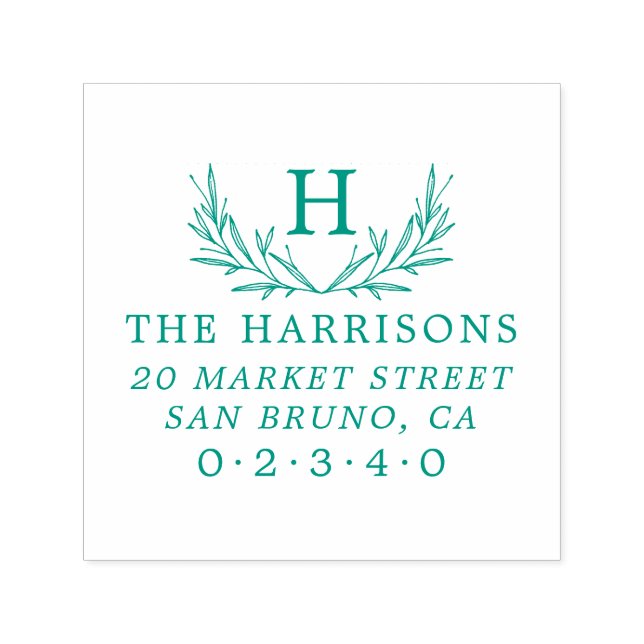 Botaniska monogramfamiljen Namn & Returadress Självfärgande Stämpel (Design)