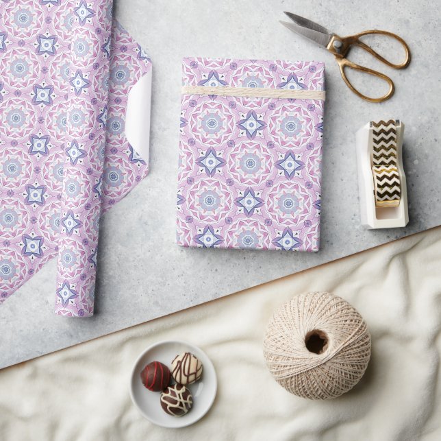 Botaniska Mönster med blå, lavender och Rosa Presentpapper (Hantverk)